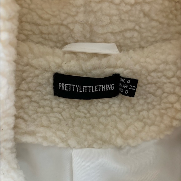 Pretty Little Thing Cream Borg Teddy Midi Coat - Picture 2 of 14